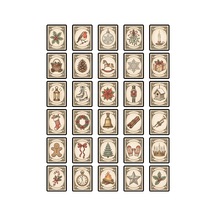 30 Adet Vintage Yılbaşı Pulu Sticker Seti - Ajanda Defter Scrapbook İçin Estetik Paket Çok Renkli