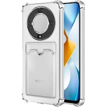 Honor X9A Kartlık Bölmeli Şeffaf Silikon Kılıf - Extra Güçlendirilmiş Kenar