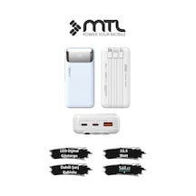 20000 Mah 22.5w Süper Hızlı Şarj Dahili Kablolu Dijital Led Göstergeli Pd Ve Qc 3.0 Powerbank Mt4320 Beyaz