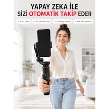 Aı Yüz Takip Özellikli Gimbal Selfie Stick 360 Dönebilen Telefon Tutucu Uzayabilir Bluetooth Kumandalı Diğer