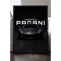 Pagani Huayra R Siyah Ahşap Çerçeveli Poster, Dekoratif Araba Duvar Tablosu