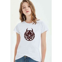 Arch Metal Rock Logo Arma Baskılı Beyaz Kadın Tshirt