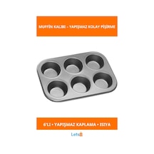 6'lı Yapışmaz Muffin Kek Kalıbı Dayanıklı Ve Isıya Dirençli Çok Renkli