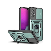 Samsung Galaxy A53 Uyumlu Tank Kılıf Yüzüklü Standlı Extra Koruma Zırhlı Outdoor Kapak Yeşil