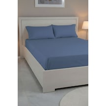 %100 Pamuk Ranforce Premium Çift Kişilik Çarşaf Seti - İndigo İndigo