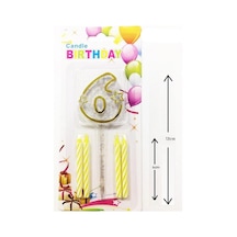 Mika Şeffaf 6 Rakam Gold Mum Set