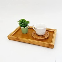 Bambu Dikdörgen Servis Tepsisi Küçük Boy Tepsi 25cm 15cm 2.6cm Açık Bej