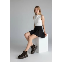 Kadın Hakiki Deri Günlük Sneaker Bot Kahverengi