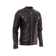 Oliggopol Erkek Siyah İç Cepli Slim Fit Deri Ceket Çok Renkli