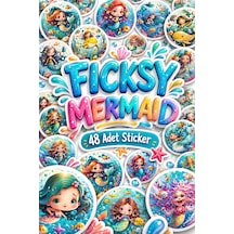 Sevimli Deniz Kızı Sticker Seti - 48 Adet Yuvarlak Deniz Canlıları Balık Etiket Çıkartma Diğer
