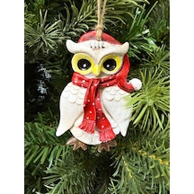 Beysüs Yılbaşı Çam Ağacı Süsü Noel Şapkalı Baykuş Figürü Puantiyeli Atkı Diğer