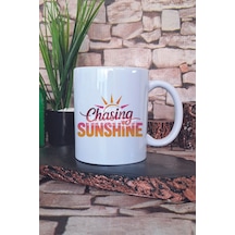 Chasing Sunshine Baskılı Hediyelik Kupa Bardak Beyaz