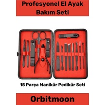 Profesyonel Paslanmaz Çelik El Yüz Ayak Bakımı Keskin Özel Seri Manikür Pedikür Seti 15 Parça