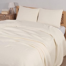 Müslin Yatak Örtüsü Seti Tek Kişilik, Şık Düz Renk 100% Pamuk 4 Kat Muslin Yastık Kılıflı Pike Takımı, Denizli Üretimi Natural Renk, Tek Kişilik Set 180x230 Cm Açık Gri