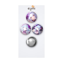 Genshin Impact Oyunu Yumemizuki Mizuki Oyun 3'lü Metal Rozet Seti 58mm İğneli Buton Çanta Yaka Rozeti Çok Renkli