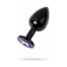Zaga Oyun Metal Mor Taşlı Siyah Anal Plug Küçük Boy