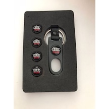 Audi Logolu Metal 4 Adet Sibop Kapağı Ve 1 Adet Anahtarlık (520843604)