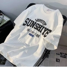 Startmore Sunshıya Baskılı Oversize Kalıp T-shırt Beyaz