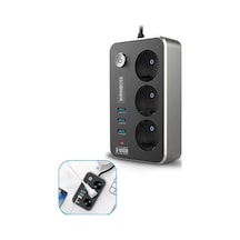 Büro Ev Ofis Yazlık İçin 2mt Uzatma Kablolu 2500w 10a 3priz 3usb 2,1a Grup Priz