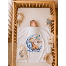 İsme Özel Erkek Bebek Battaniyesi %100 Pamuk 80x80 Cm Çift Kat Penye Ham Bez Kıyafet Kesesi Erkek Bebek Hediyesi 1038bk0x