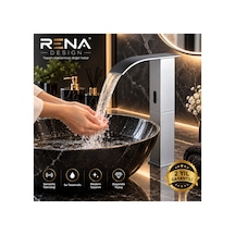 Rena Design Fotoselli Sensörlü Krom Kare Çanak Lavabo Bataryasi Temassiz Otomatik Tasarruflu Modern Musluk