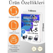A5 Gramajlı Fotokopi Kağıdı 250 Adet 160 Gr Sertifika Kağıdı Kalın Kağıt Baskı Tüm Yazıcılara Uyumlu 14.8x21cm Ofis Büro