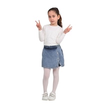 Erdem Kıds Kız Çocuk Beli Lastikli Jean Denim Kot Şort Etek Açık Mavi Açık Mavi
