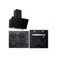 Silverline BO6502B02 - CS5429B01 - 3457 Soho 60 Siyah Cam Ankastre Set