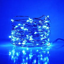 8 Metre Micro Dökme Led Ultra Parlak Canlı Mavi Işık Su Geçirmez Mavi Pilli Led Işık Sabit Yanar Mavi
