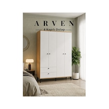 Arven 4 Kapılı 2 Çekmeceli Dolap, Gardrop Çok Renkli