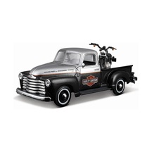 Diecast Pickup Ve Motosiklet Seti 1950 Chevrolet 3100 + 1948 Fl Panhead 20 Cm