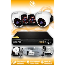 Elitcam 4 Kameralı Panda 2 İç Kamera Set 1 TB HDD Full HD Gece Görüşlü Güvenlik Kamerası Sistemi