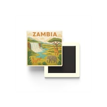 9x9 Cm Buzdolap Magnetleri - Zambiya - Lusaka - 4'lü Set