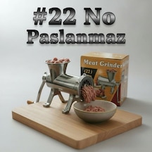 22'lik Full Paslanmaz Çelik Kıyma Makinesi Kollu Manuel Dayanıklı Ve Hijyenik Makina Metalik