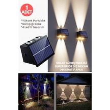 Trendpoint 1adet Solar Çift Taraflı 4ledli Aplik Sarı Işık Duvar Lamba Bahçe Aydınlatma Güneşle Şarj