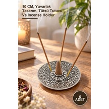 5 Adet Metal Yuvarlak Tütsülük 10 Cm, Yuvarlak Tasarım, Tütsü Tutucu Ve Incense Holder