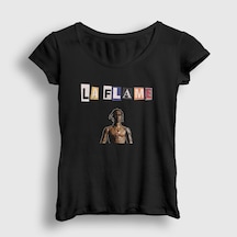Presmono Kadın La Flame Astroworld Travis Scott T-shirt Siyah