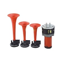 Ahmet Otomotiv 3 Borulu Havalı Korna 12 Volt Motorlu Kırmızı