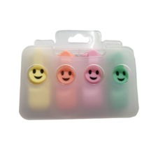 Emoji Mini Fosforlu Kalem Gülen Yüz 4 Lü Set Pastel Renkler 21139