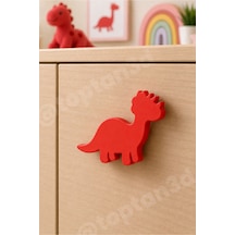 8 Adet - Kırmızı Dinozor Dolap Kulpu - Modern Çocuk, Bebek Odası Mobilya Kulpu Kulp Vidası Dahildir Sarı