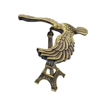 Vintage Metal Dengeli Kartal Ve Eyfel Kulesi Bronz 12x10 Cm