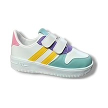 Papucumun Dünyası Günlük Bebek Çocuk Sneaker Cırt Cırt Bantlı Spor Ayakkabı Yürüyüş Ayakkabısı Beyaz - Pembe