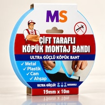 Ultra Güçlü 19 Mm X 10 Mt Çift Taraflı Köpük Montaj Bandı Metal Plastik Cam Ahşap Bantı Bantları