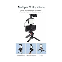 Tripod, Selfie, Video Üretimi İçin Kit, Stand, Uzaktan Kumandalı Mikrofon Led Işık Ve Mini Tripod Telefon Vlog Video Kayıt İçin Aradığınız Herşey Bu Kutuda Ay-49