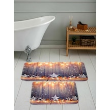 Rovigo Home Baskılı Kaymaz Taban 2 Li Banyo Paspas Takım Rvg5052-100X60-60X50 Çok Renkli