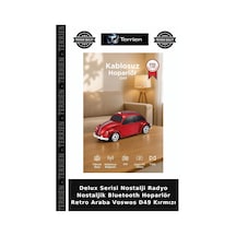 Delux Serisi Nostalji Radyo Nostaljik Bluetooth Hoparlör Retro Araba Voswos D49 Kırmızı