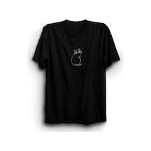 Minimal Kedi Cats Baskılı Tshirt SIYAH