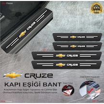 Chevrolet Cruze Logolu Karbon Kapı Eşiği Koruyucu Suni Deri 4'lü Set