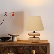 Homing Moji Natural Ahşap Tasarım Abajur Açık Bej