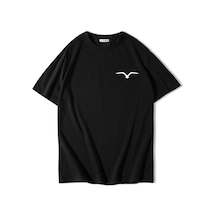 Brz Collectıon Brz Collection Unisex Oversize Minimal Martı T-shirt Siyah